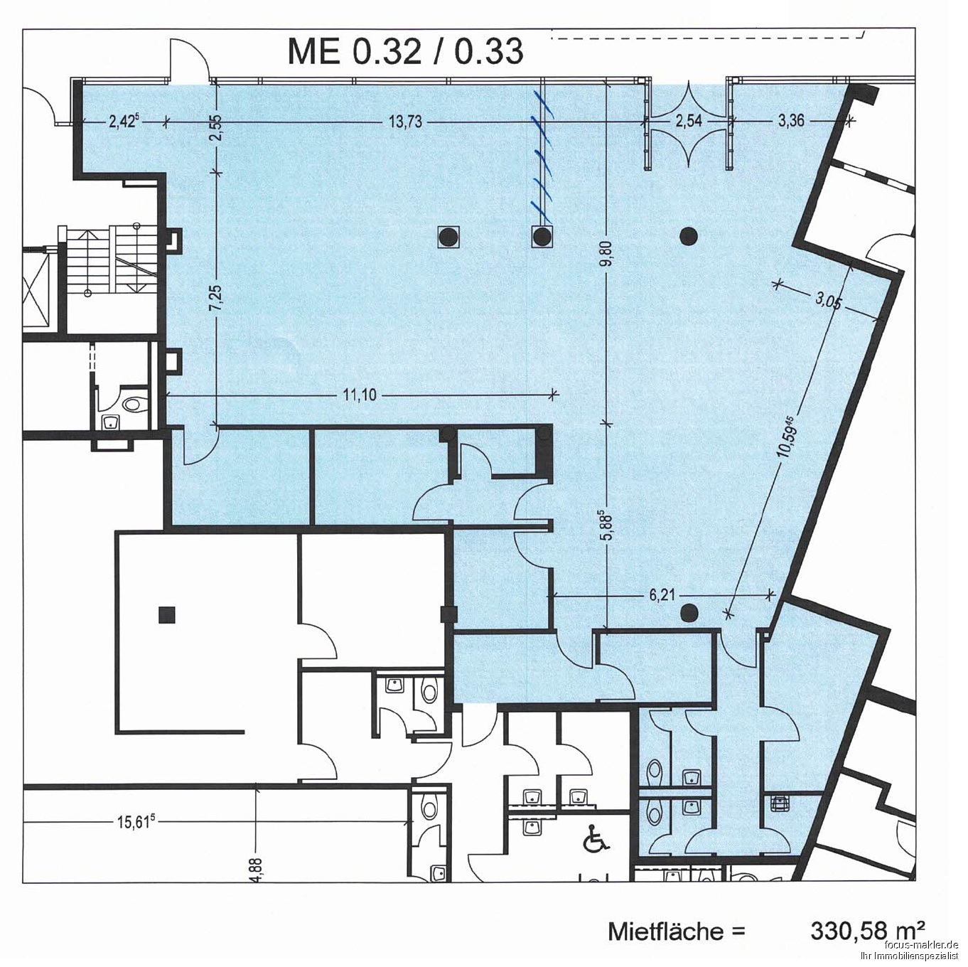 Ladenfläche straßenseitige Ausrichtung 330,58qm_ME 0.32_0.33