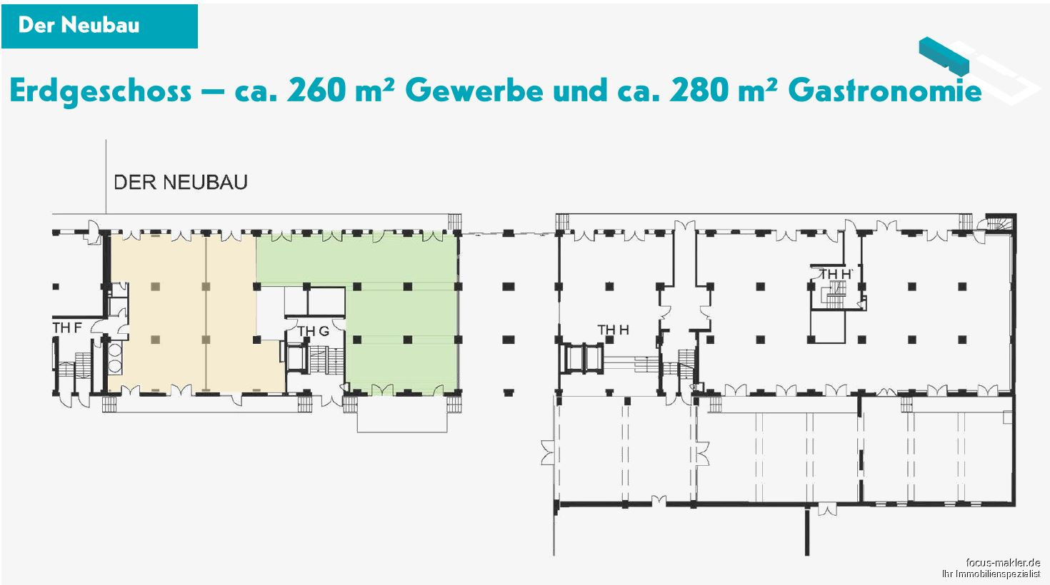 Neubau - EG ca. 260 qm Gewerbe ca. 280 qm Gastro