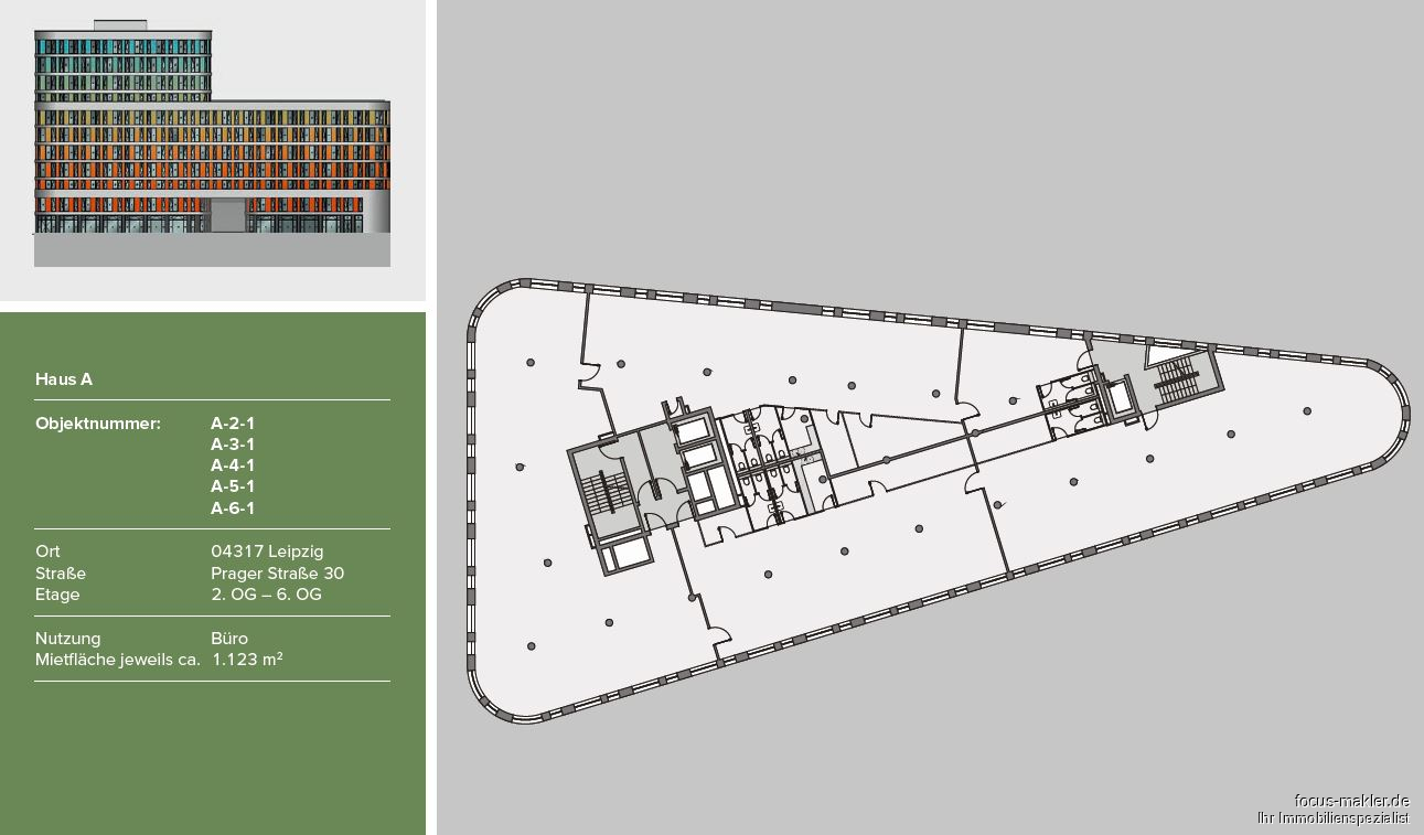 Haus A - 2-6.OG je OG ca. 1123 m²