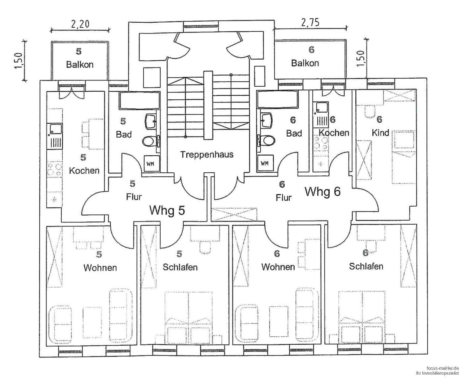 Grundriss 2.Obergeschoß W 5+6