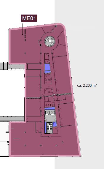 2. OG ca. 2.200 m² 2. OG ca. 2.200 m²