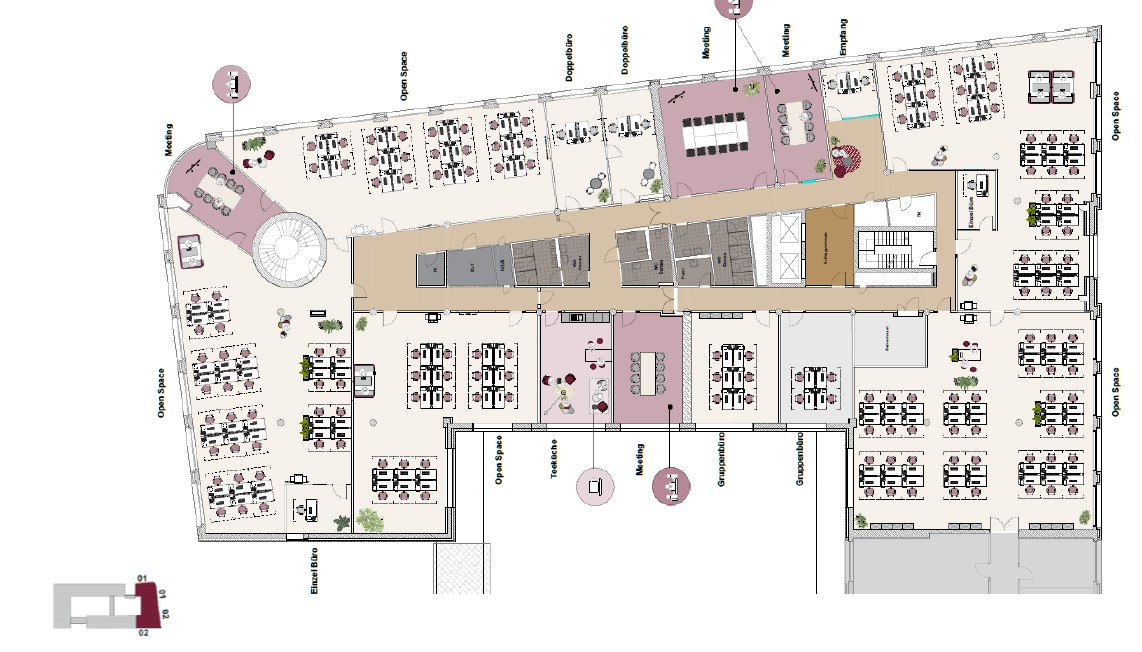 2-4. OG BT1+2 ca. 2.070 m² 2-4. OG BT1+2 ca. 2.070 m²