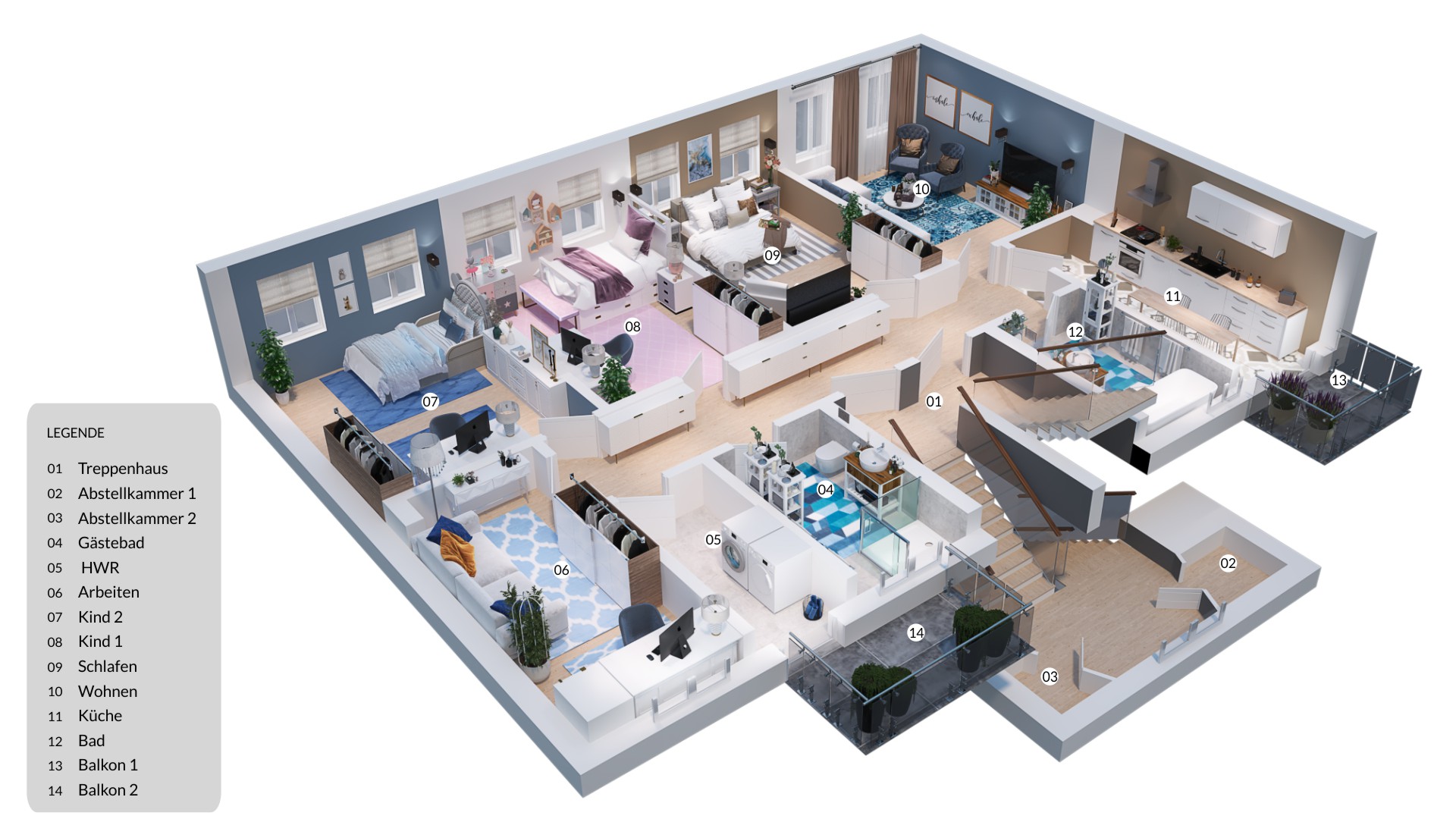 2.Obergeschoß_Visualisierung 5-Raumwohnung