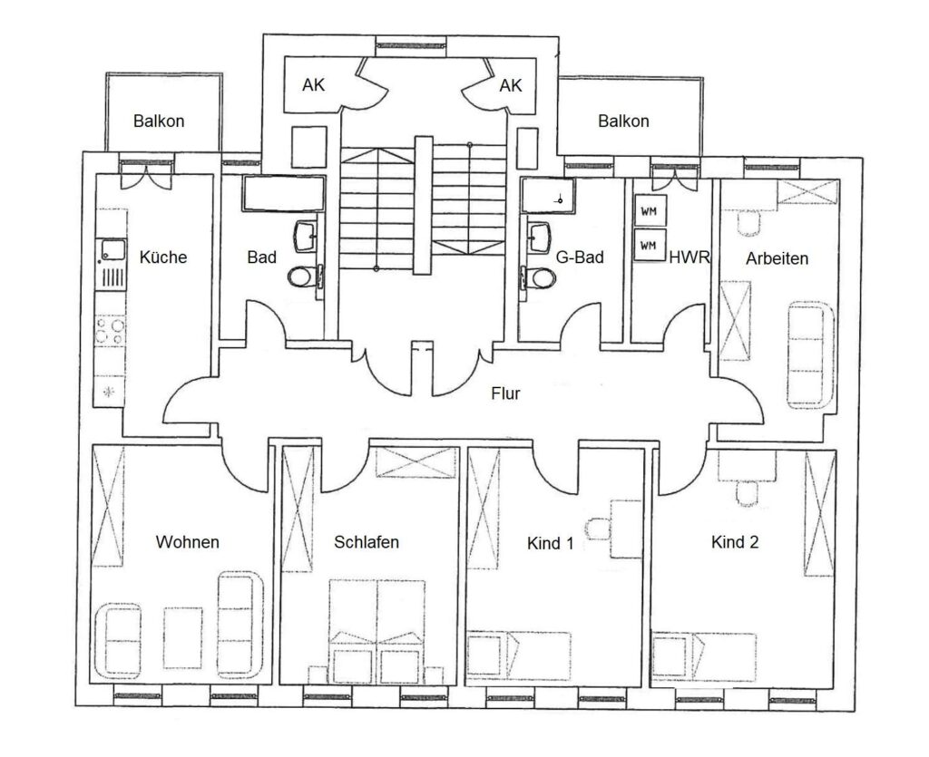 Grundriss 1.+2.Obergeschoß Zusammenlegung