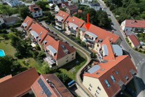 Luftaufnahme mit Markierung der Wohnung